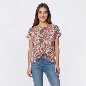 Petite Architect(R) Knot Front Splatter Abstract Tee